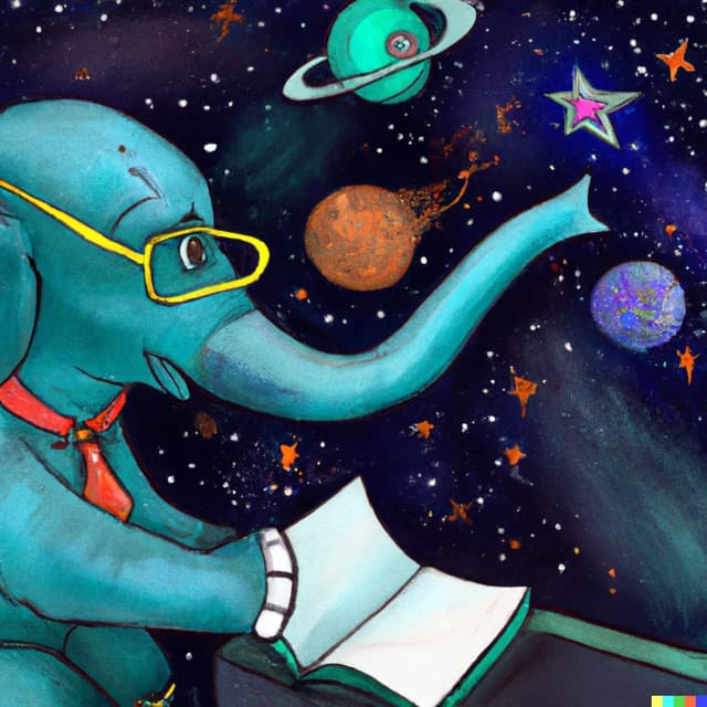 DALL-E 2: elephant teaching in space (4 of 4)