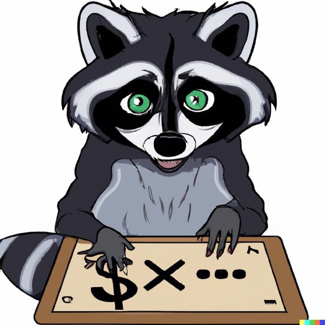 DALL-E 2: a skeptical raccoon using a ouija board (1 of 4)