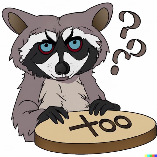 DALL-E 2: a skeptical raccoon using a ouija board (4 of 4)