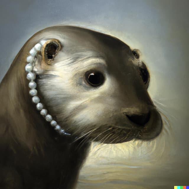 DALL-E 2: “A sea otter with a pearl earring” by Johannes Vermeer (1 of 4)