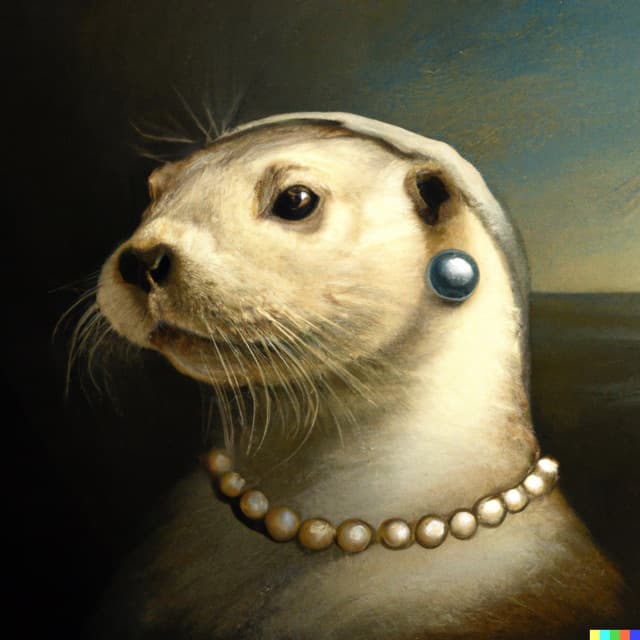 DALL-E 2: “A sea otter with a pearl earring” by Johannes Vermeer (2 of 4)